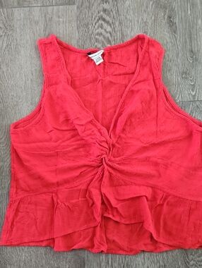 American Eagle Outfitters Coral-Red Twist Front Sleeveless Camisole